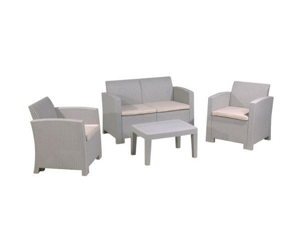 SAVANNA Set Σαλόνι Κήπου Βεράντας K/D, PP-UV Sand Grey Μαξιλάρια Μπεζ