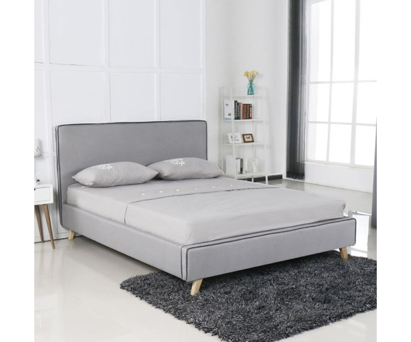 MORISSON Κρεβάτι Διπλό, για Στρώμα 160x200cm, Ύφασμα Ανοιχτό Γκρι MORISSON Κρεβάτι Διπλό, για Στρώμα 160x200cm, Ύφασμα Ανοιχτό Γκρι