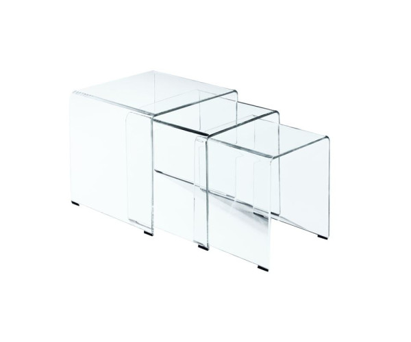 GLASSER Set 3 Βοηθητικά Τραπεζάκια, Διάφανο Γυαλί 10m GLASSER Set 3 Βοηθητικά Τραπεζάκια, Διάφανο Γυαλί 10m