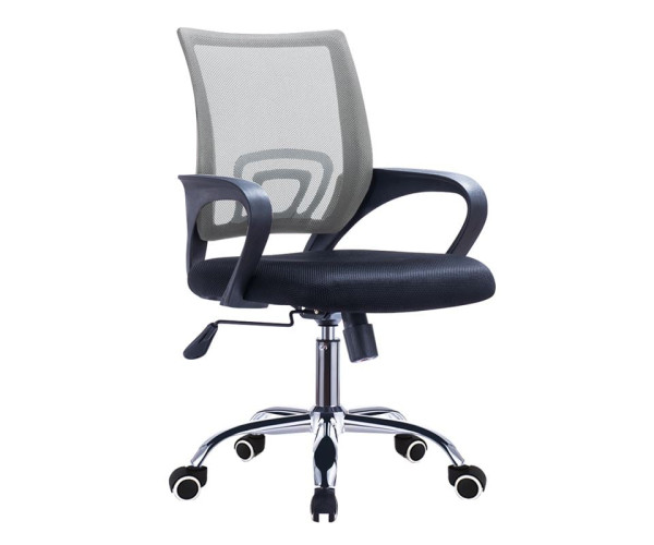 BF2101-F Πολυθρόνα Γραφείου με Ανάκλιση, Μέταλλο Χρώμιο Mesh Γκρι - Μαύρο