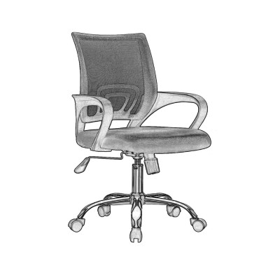 BF2101-F Πολυθρόνα Γραφείου με Ανάκλιση, Μέταλλο Χρώμιο Mesh Γκρι - Μαύρο