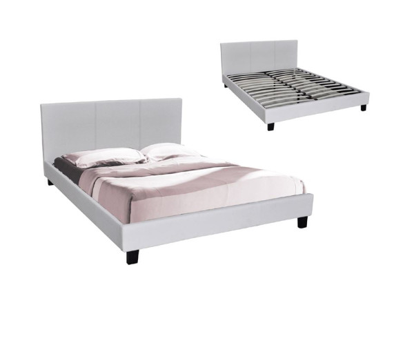 WILTON Κρεβάτι Διπλό για Στρώμα 140x190cm, Pu Άσπρο WILTON Κρεβάτι Διπλό για Στρώμα 140x190cm, Pu Άσπρο