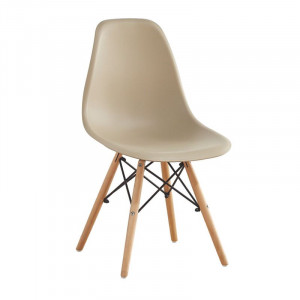 ART Wood Καρέκλα Τραπεζαρίας - Κουζίνας, Πόδια Οξιά, Κάθισμα PP Tortora - 1 Step K/D (ΣΕΤ 4 τεμ)
