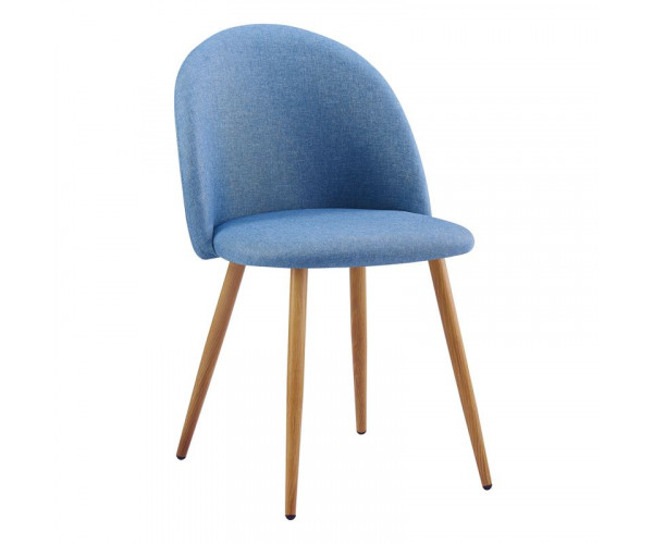 BELLA Καρέκλα Tραπεζαρίας, Μέταλλο Βαφή Φυσικό, Ύφασμα Απόχρωση Light Blue (ΣΕΤ 4 τεμ)