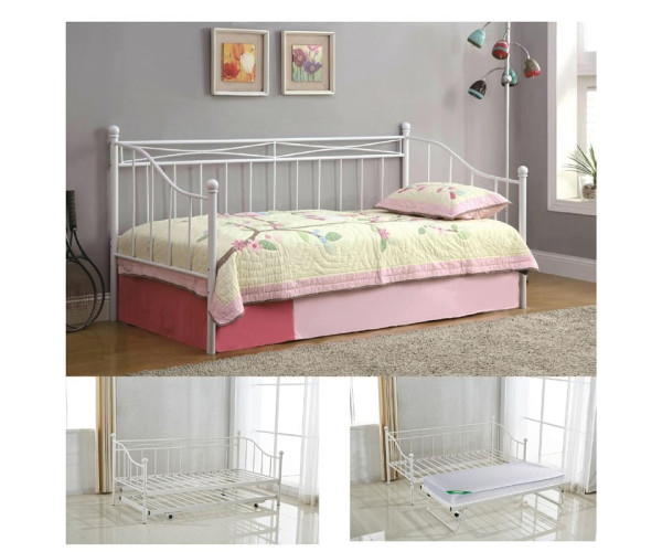 MARIN Daybed Κρεβάτι (90x190) + Βοηθητικό Κρεβάτι (85x185) Μέταλλο Βαφή Άσπρο MARIN Daybed Κρεβάτι (90x190) + Βοηθητικό Κρεβάτι (85x185) Μέταλλο Βαφή Άσπρο
