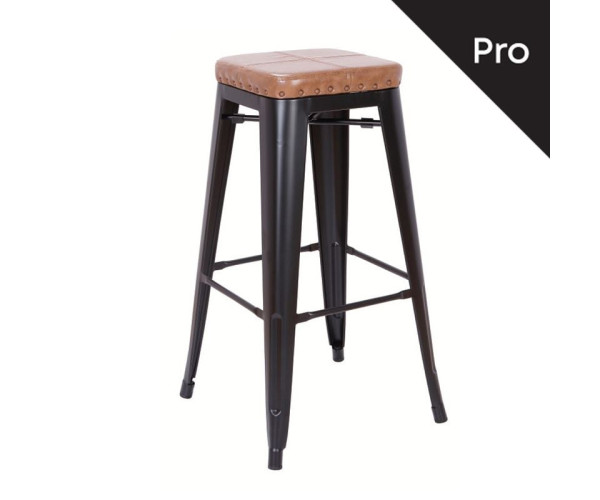 RELIX Σκαμπό Bar-Pro, Στοιβαζόμενο, Μέταλλο Βαφή Μαύρο Matte, Pu Camel RELIX Σκαμπό Bar-Pro, Στοιβαζόμενο, Μέταλλο Βαφή Μαύρο Matte, Pu Camel