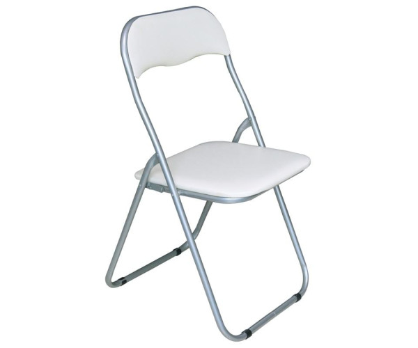 LINDA Καρέκλα Πτυσσόμενη Βαφή Γκρι, Pvc Άσπρο LINDA Καρέκλα Πτυσσόμενη Βαφή Γκρι, Pvc Άσπρο