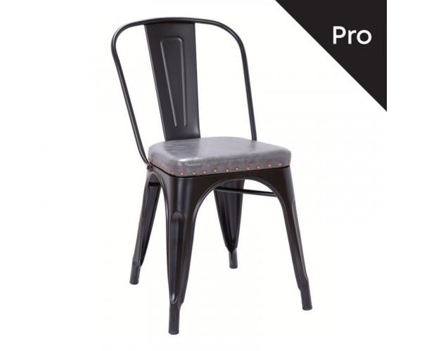 RELIX Καρέκλα-Pro, Μέταλλο Βαφή Μαύρο Matte, Pu Σκούρο Γκρι