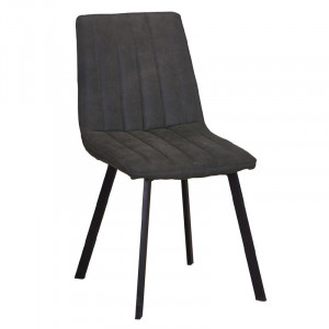 BETTY Καρέκλα Μέταλλο Βαφή Μαύρο, Ύφασμα Suede Ανθρακί (ΣΕΤ 4 τεμ)