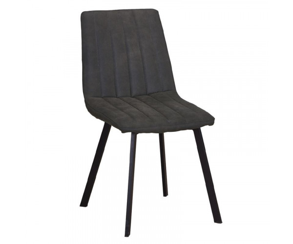 BETTY Καρέκλα Μέταλλο Βαφή Μαύρο, Ύφασμα Suede Ανθρακί (ΣΕΤ 4 τεμ)