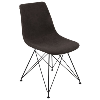 PANTON Καρέκλα Μέταλλο Βαφή Μαύρη, PU Vintage Black (ΣΕΤ 4 τεμ)