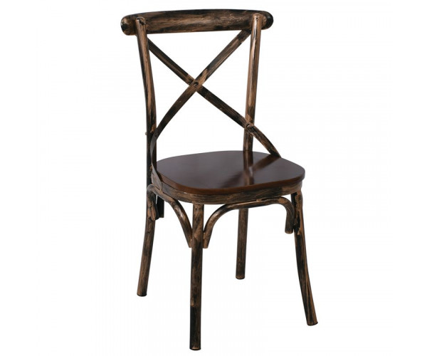 MARLIN Wood Καρέκλα, Μέταλλο Βαφή Black Gold (ΣΕΤ 4 τεμ)