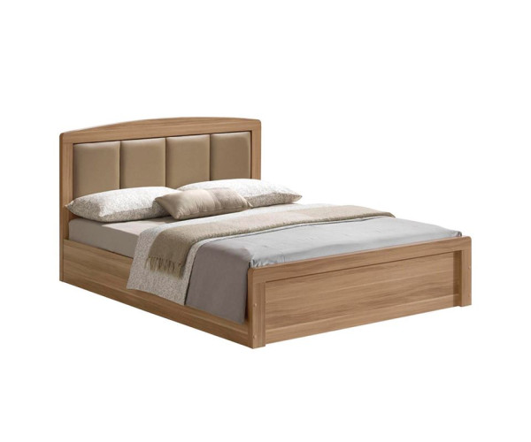 CALIBER Κρεβάτι Διπλό για Στρώμα 160x200cm, Απόχρωση Sonoma Oak, Κεφαλάρι Pu Μπεζ CALIBER Κρεβάτι Διπλό για Στρώμα 160x200cm, Απόχρωση Sonoma Oak, Κεφαλάρι Pu Μπεζ