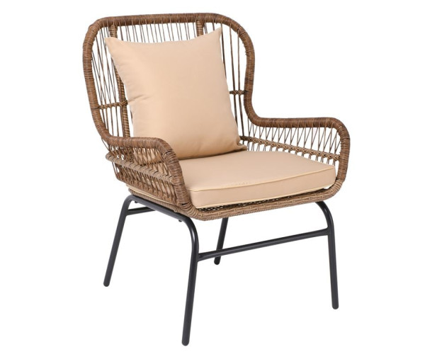 SALSA MAX Πολυθρόνα Μέταλλο Βαφή Μαύρο, Wicker Φυσικό, Μαξιλάρι Μπεζ SALSA MAX Πολυθρόνα Μέταλλο Βαφή Μαύρο, Wicker Φυσικό, Μαξιλάρι Μπεζ (ΣΕΤ 2 τεμ)