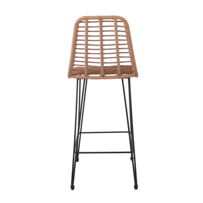 SALSA Σκαμπό BAR-Pro με Πλάτη, Μέταλλο Βαφή Μαύρο, Wicker Φυσικό
