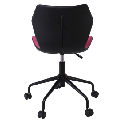 DAVID Καρέκλα Γραφείου PU Μαύρο, Ύφασμα Ροδί, Βάση Μέταλλο Βαφή Μαύρο