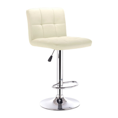 LINO Σκαμπό BAR με Πλάτη, Χρώμιο, PU Εκρού, Ρυθμιζόμενο Ύψος, Περιστρεφόμενο (ΣΕΤ 2 τεμ)