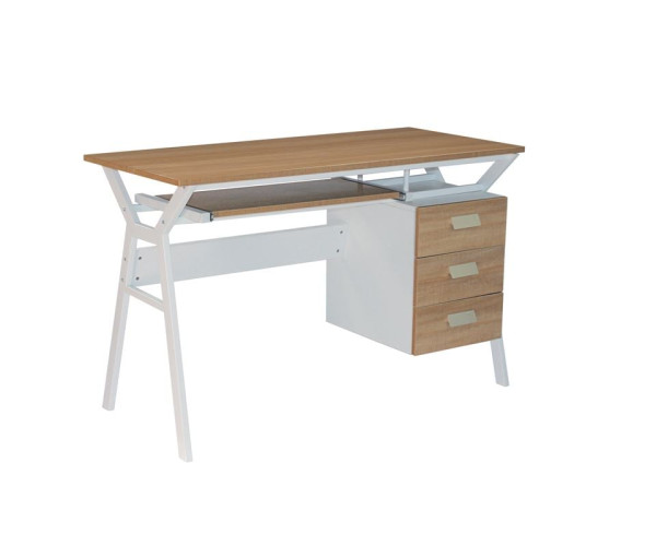 UNIT Γραφείο Η/Υ Μέταλλο Βαφή Άσπρο, Melamine Απόχρωση Sonoma