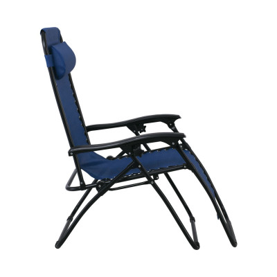 SUPER RELAX Πολυθρόνα με Υποπόδιο, Μέταλλο Βαφή Ανθρακί, Textilene Μπλε (ΣΕΤ 2 τεμ)