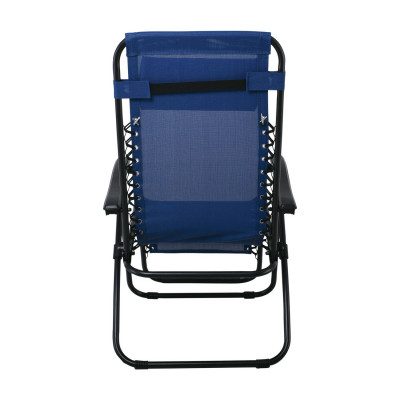 SUPER RELAX Πολυθρόνα με Υποπόδιο, Μέταλλο Βαφή Ανθρακί, Textilene Μπλε (ΣΕΤ 2 τεμ)