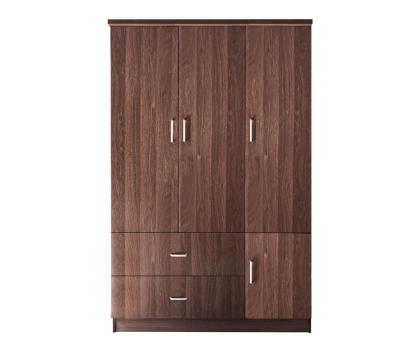CLOSET Ντουλάπα Τετράφυλλη, 5 Ράφια, 2 Συρτάρια, Θέσεις για Κρεμάστρες, Απόχρωση Καρυδί CLOSET Ντουλάπα Τετράφυλλη, 5 Ράφια, 2 Συρτάρια, Θέσεις για Κρεμάστρες, Απόχρωση Καρυδί