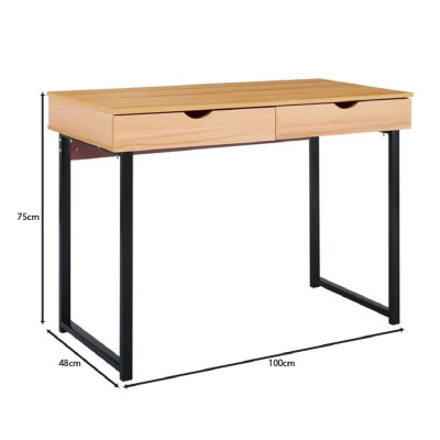 ΓΡΑΦΕΙΟ με 2 Συρτάρια Μέταλλο Βαφή Μαύρο - Φυσικό