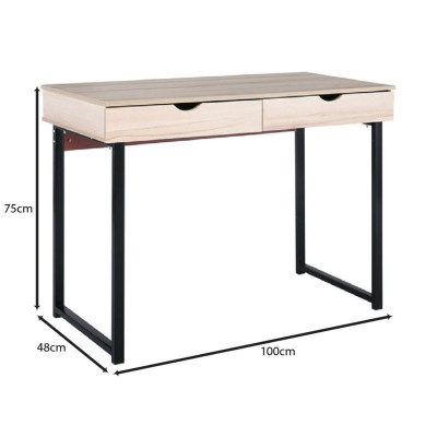 ΓΡΑΦΕΙΟ με 2 Συρτάρια Μέταλλο Βαφή Μαύρο - Maple