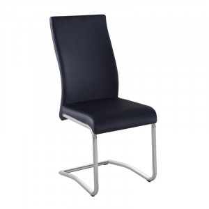 BENSON Καρέκλα Μέταλλο Χρώμιο, PVC Μαύρο (ΣΕΤ 4 τεμ)