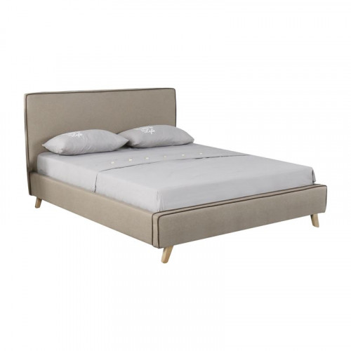 MORISSON Κρεβάτι Διπλό, για Στρώμα 140x190cm, Ύφασμα Απόχρωση Dark Beige