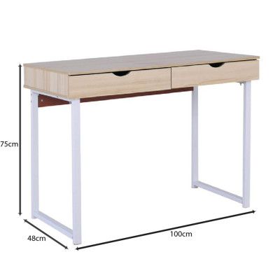 ΓΡΑΦΕΙΟ με 2 Συρτάρια Μέταλλο Βαφή Άσπρο - Maple