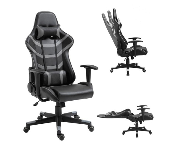 BF9050 Gaming Πολυθρόνα Γραφείου, Ανάκλιση Πλάτης έως 90°, Pu Μαύρο - Γκρι