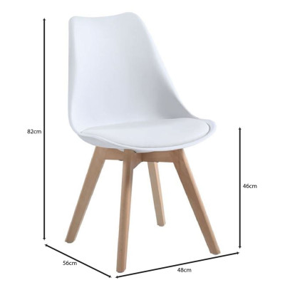 MARTIN Καρέκλα Τραπεζαρίας Κουζίνας, Ξύλο, PP Άσπρο, Αμοντάριστη Ταπετσαρία (ΣΕΤ 4 τεμ)