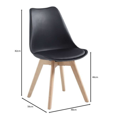 MARTIN Καρέκλα Τραπεζαρίας Κουζίνας, Ξύλο, ΡΡ Μαύρο, Αμοντάριστη Ταπετσαρία (ΣΕΤ 4 τεμ)