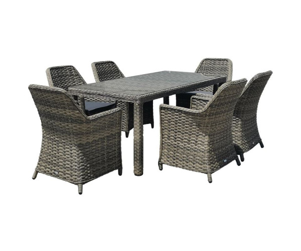 ESPERIA Set Τραπεζαρία Κήπου ALU,Wicker Grey Brown-Ανθρακί: Τραπέζι 180x90 + 6 Πολυθρόνες ESPERIA Set Τραπεζαρία Κήπου ALU,Wicker Grey Brown-Ανθρακί: Τραπέζι 180x90 + 6 Πολυθρόνες