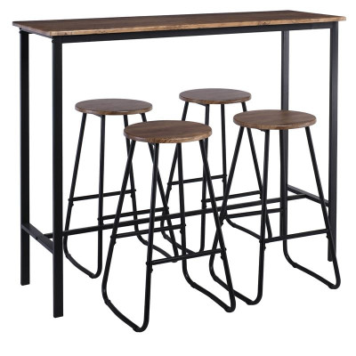 PUB Set Bar Τραπέζι + 4 Σκαμπό, Μέταλλο Βαφή Ανθρακί - Antique Brown