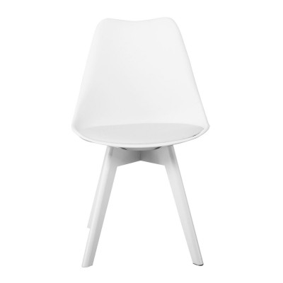 MARTIN Καρέκλα Ξύλο Άσπρο, PP Άσπρο Μονταρισμένη Ταπετσαρία (ΣΕΤ 4 τεμ)