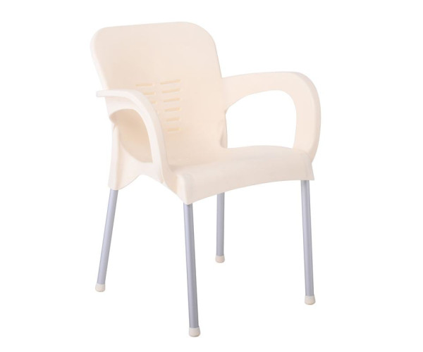 LARA-II Πολυθρόνα Dining Στοιβαζόμενη, ALU Silver, PP Εκρού LARA-II Πολυθρόνα Dining Στοιβαζόμενη, ALU Silver, PP Εκρού