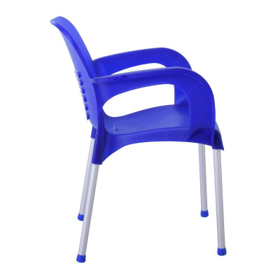 LARA-II Πολυθρόνα Dining Στοιβαζόμενη, ALU Silver, PP Μπλε