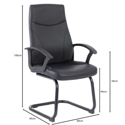 BF1250V Πολυθρόνα Γραφείου Επισκέπτη, Pu Μαύρο (ΣΕΤ 2 τεμ)