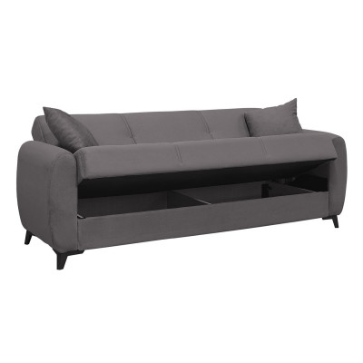 DARIO Καναπές – Κρεβάτι με Αποθηκευτικό Χώρο, 3Θέσιος Ύφασμα Γκρι