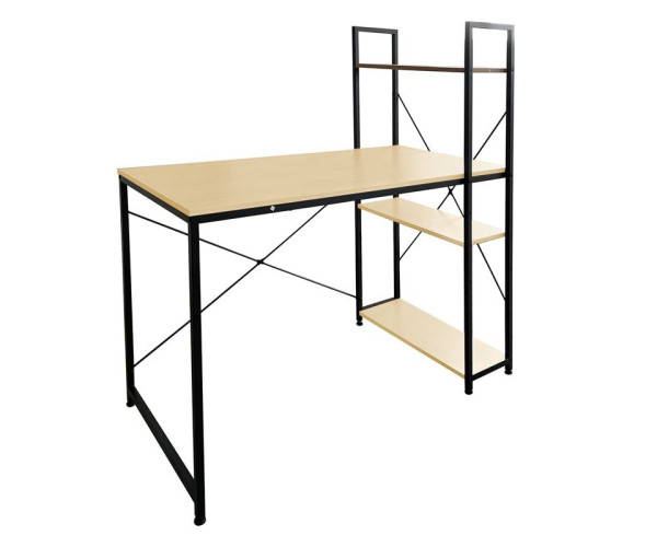ΓΡΑΦΕΙΟ Η/Υ με 4 Ράφια Μέταλλο Βαφή Μαύρο, Melamine Beech ΓΡΑΦΕΙΟ Η/Υ με 4 Ράφια Μέταλλο Βαφή Μαύρο, Melamine Beech