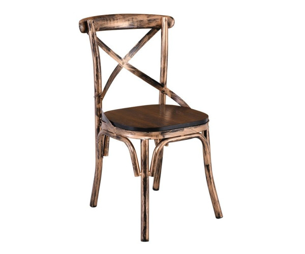 MARLIN Wood Καρέκλα Dark Oak, Μέταλλο Βαφή Black Gold MARLIN Wood Καρέκλα Dark Oak, Μέταλλο Βαφή Black Gold (ΣΕΤ 4 τεμ)