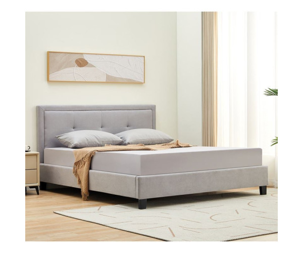 BECO Κρεβάτι Διπλό για Στρώμα 150x200cm, Ύφασμα Ανοιχτό Γκρι BECO Κρεβάτι Διπλό για Στρώμα 150x200cm, Ύφασμα Ανοιχτό Γκρι