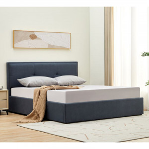 WALTER Κρεβάτι Διπλό με Χώρο Αποθήκευσης, για Στρώμα 150x200cm, Ύφασμα Γκρι
