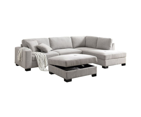 DORNO Καναπές Σαλονιού Αριστερή Γωνία με Αποθηκευτικό Σκαμπό, Ύφασμα Γκρι DORNO Καναπές Σαλονιού Αριστερή Γωνία με Αποθηκευτικό Σκαμπό, Ύφασμα Γκρι