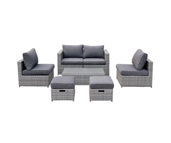 BALI Set Μέταλλο - Wicker: Τραπέζι+ 2θ Καναπέ+ 2 Σκαμπό+ 2 καθίσματα, Απόχρωση Γκρι BALI Set Μέταλλο - Wicker: Τραπέζι+ 2θ Καναπέ+ 2 Σκαμπό+ 2 καθίσματα, Απόχρωση Γκρι