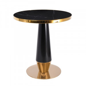 OLIVE Τραπέζι Βαφή Μαύρο-Gold, Επιφάνεια Sintered Stone Black Marble
