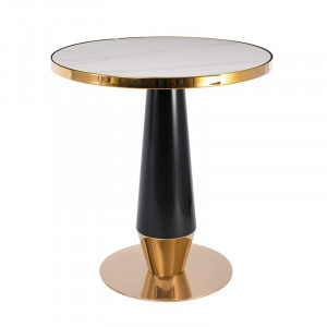 OLIVE Τραπέζι Βαφή Μαύρο-Gold, Επιφάνεια Sintered Stone White Marble