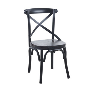 MARLIN Wood Καρέκλα Dark Oak, Μέταλλο Βαφή Μαύρο (ΣΕΤ 4 τεμ)
