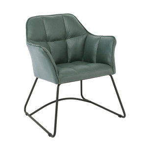 POLLY Πολυθρόνα Μέταλλο Βαφή Μαύρο, Ύφασμα Suede Olive Green (ΣΕΤ 2 τεμ)